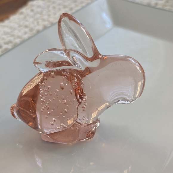 Fenton Other - Pink Fenton Glass Bunny Paperweight Figure